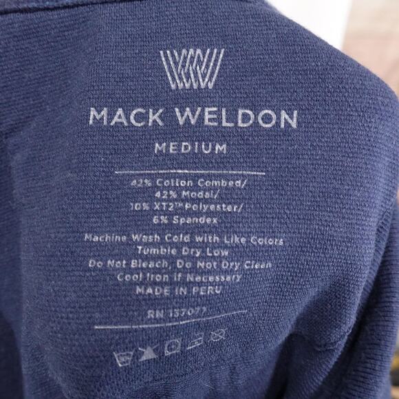 Mack Weldon Polo Shirt Mens Medium Navy Blue Silver Pique Performance Stretch - Picture 7 of 8